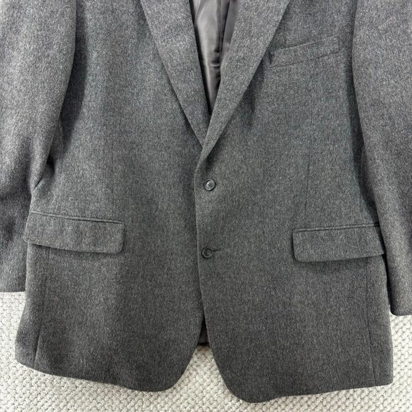Jos A Bank Blazer Men LT 100% Camel Hair Gray Coat Jacket Lined 2 Button Pockets - Picture 4 of 15